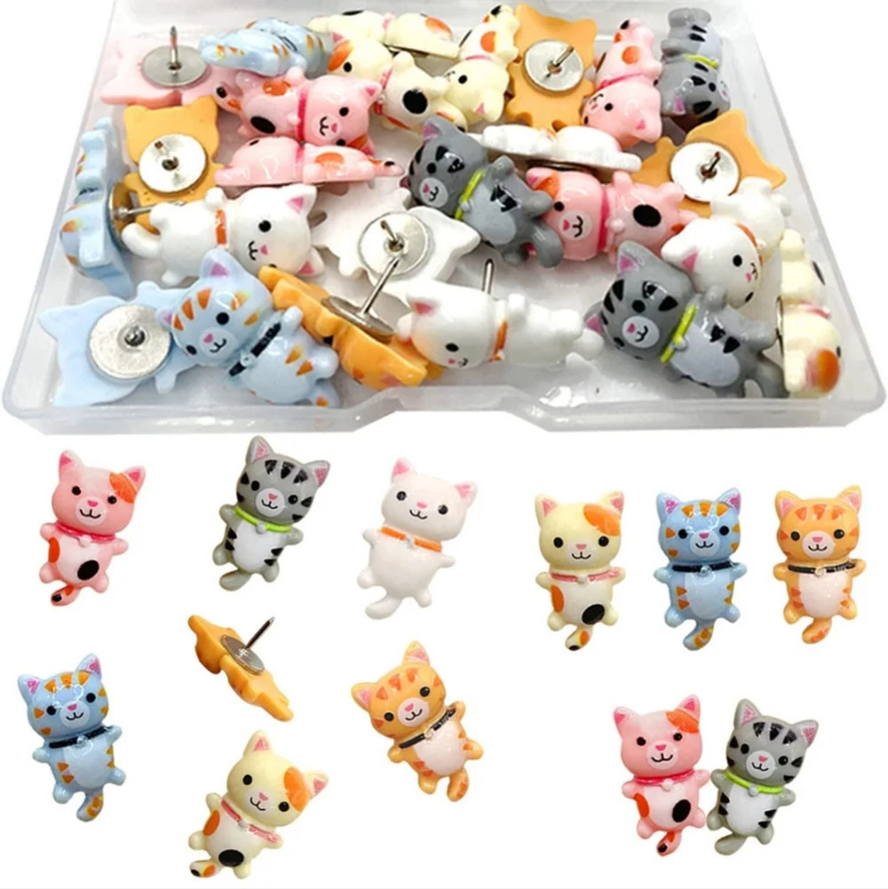 30 pcs Cat Push Pins Animal Creative Thumbtacks Corkboard Pushpins Home Decor